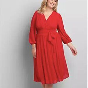 ✨ Lane Bryant Crossover Dress – Venetian Red ✨